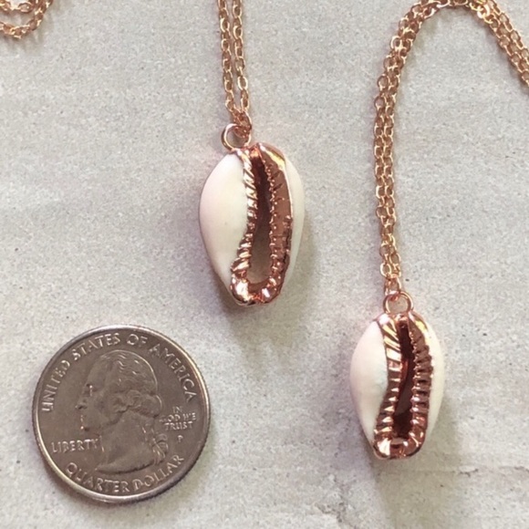 Rose Gold Cowrie Shell Necklace - Picture 9 of 9